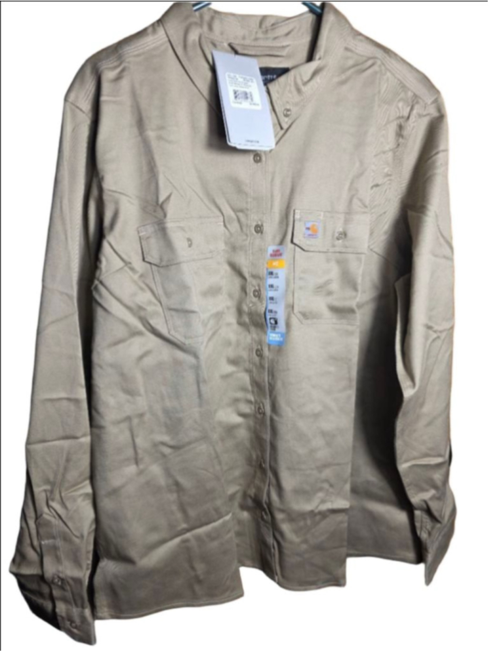 Women's Carhartt Beige Flame Resistant Button Down Shirt XXL workwear